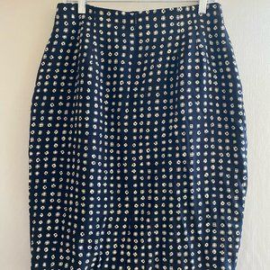 Dana Buchman Vintage 90s Black and White Patterned Silk Midi Skirt With Pockets!